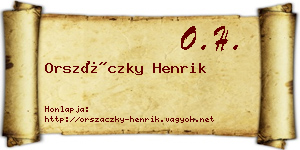 Orszáczky Henrik névjegykártya