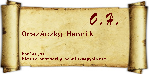 Orszáczky Henrik névjegykártya