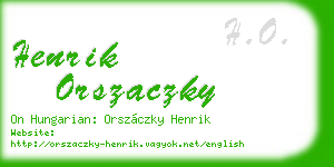 henrik orszaczky business card